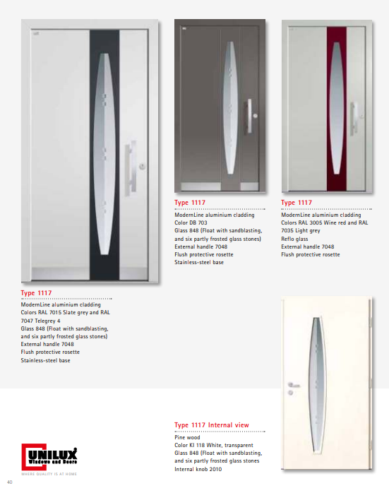 Type 1117 ModernLine – Six Stone ModernLine Float Glass Entry Door, Anthracite Grey RAL, Walnut Interior, Stainless Rosette, Multi-Point Locking & Advanced Weather Seal